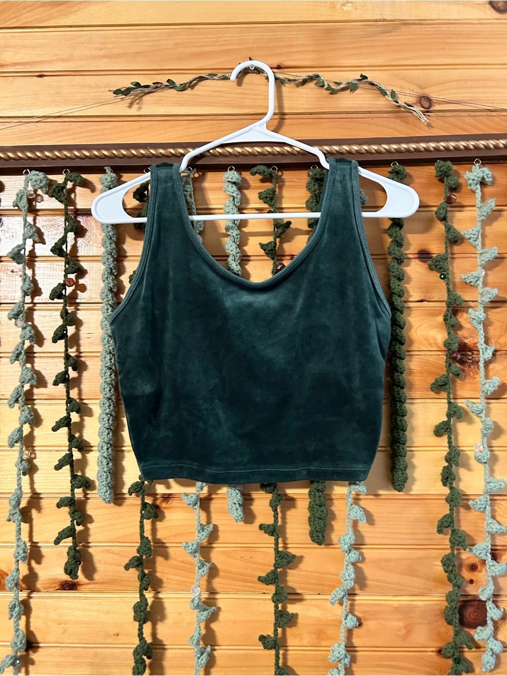 Aerie Green Velvet Crop Tank Top